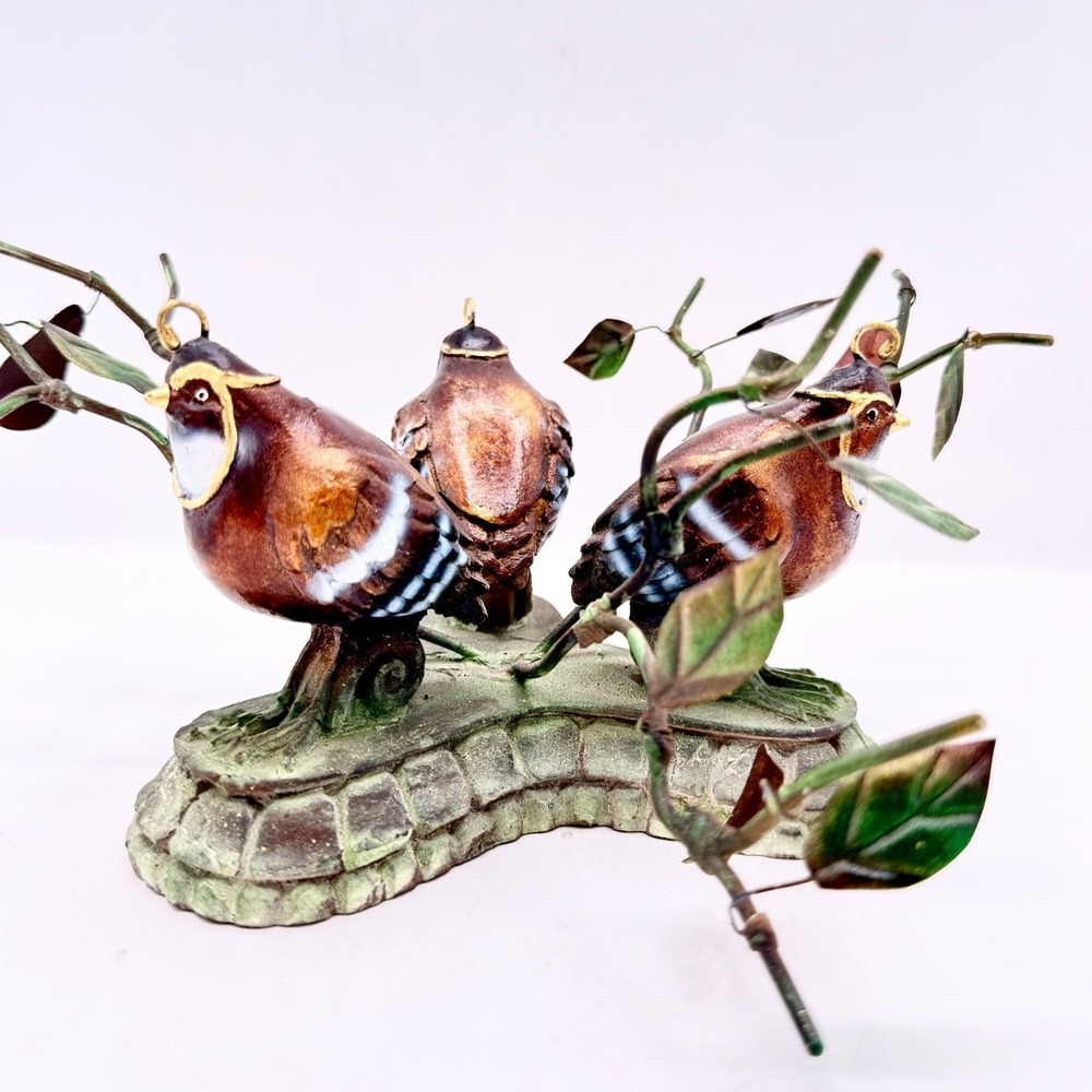 Enesco 2003 Daniel De La Cruz Partridge Trio on Pear Tree Branch Cottage ~ - Picture 3 of 9